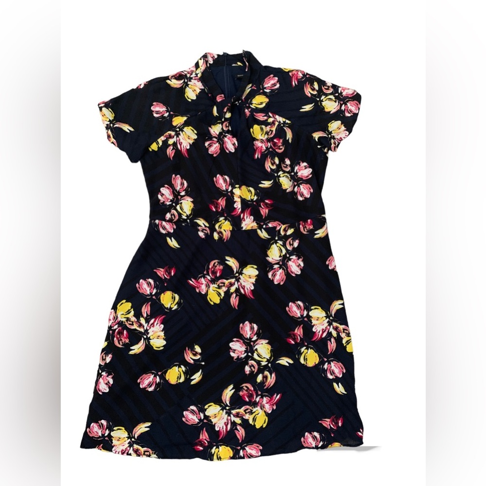 Banana Republic neckline cut outs mock neck chiffon dress
